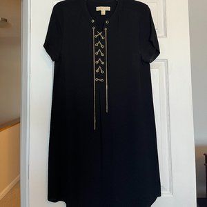 Michael Kors Black Shift Dress with Chain Detail - M